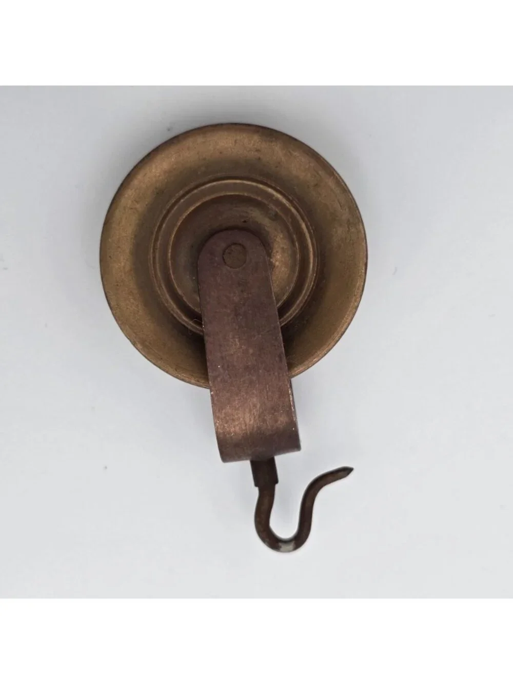 Antique Dutch Clock Brass & Copper Metal Pulley With Hook